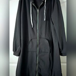 Long black sweatshirt jacket/ zip up hoodie 5xl